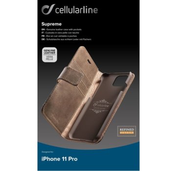 Cellular Line Book Supreme за iPhone 11 Pro, Кафяв
