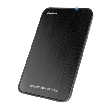 Кутия 2.5"(6.35 cm), Sharkoon QuickStore Portable USB 3.1, за 2.5" SATA I/II/III SSD/HDD, USB 3.1, метална, черна | JAR Computers Sharkoon QuickStore Portable USB 3.1