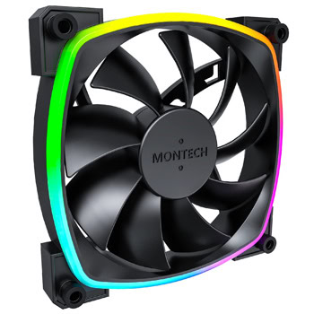 Вентилатор 120mm, Montech AX120 PWM, 4-pin, 1600rpm, ARGB подсветка, черен | JAR Computers Montech AX120 PWM Black AX120-PWM-BK