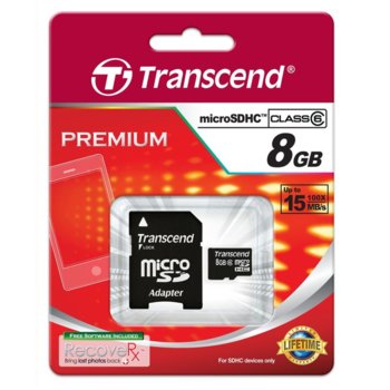 Transcend 8GB microSDHC (1 adapter - Class 6)