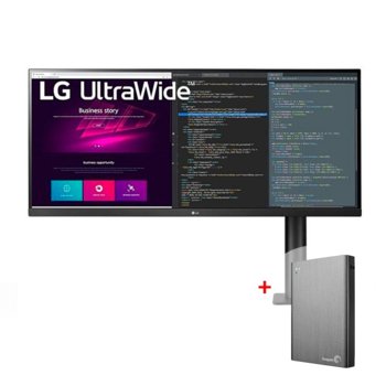 Монитор LG 34WN780-B с подарък твърд диск 1TB Seagate Wireless Plus, 34" (86.36 cm) IPS панел, 75Hz, QHD, 5ms (GtG), 1000:1, 300 cd/m2, DisplayPort, HDMI | JAR Computers LG 34WN780-B + 1TB Wireless Plus