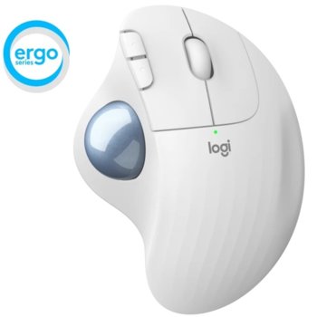 Мишка Logitech MX Ergo M575, оптична (2000 dpi), безжична, Bluetooth, USB, бяла, Trackball image