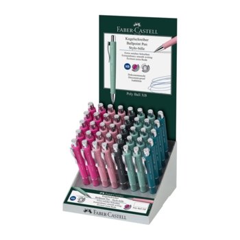 Химикалка Faber-Castell Poly Ball XB, 0.6 mm дебелина на писане, син цвят на писане, различни цветове, 40 бр. | JAR Computers Faber-Castell Poly Ball XB автоматична 40 броя