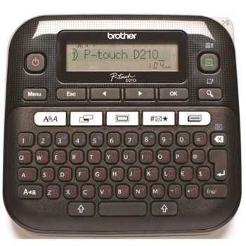 Етикетен принтер Brother PT-D210, LCD дисплей, ширина на етикета 3.5, 6, 9 и 12мм, скорост 20 мм/сек, QWERTY клавиатура, с кирилица | JAR Computers PT-D210 Labelling system cyrilic PTD210R1