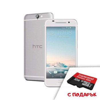 HTC One A9 Opal Silver + Transcend 32GB micro SDHC