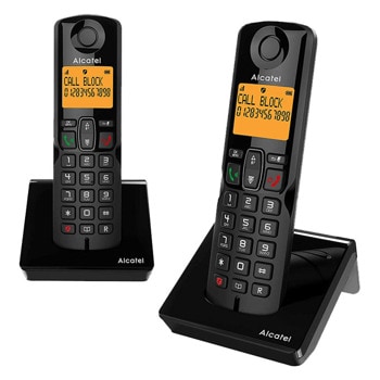Безжичен DECT телефон Alcatel S280 EWE DUO черен