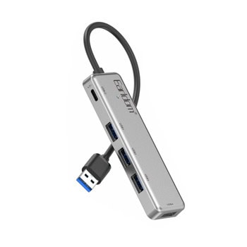 USB Хъб Earldom ET-HUB12, 5 порта, от USB Type-A към 4x USB 2.0 Type-A, 1x USB 2.0 Type-C, сив | JAR Computers USB Хъб Earldom ET-HUB12