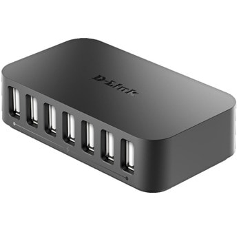 USB Хъб D-Link DUB-H7, 7 порта, от USB Type-B към 7x USB 2.0 Type-A, 480 Mbps, черен image