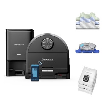 Прахосмукачка Rowenta X-Plorer Serie 240+ AI Animal & Allergy, робот, 350ml капацитет на контейнера/220ml на резервоара, до 120 минути време на работа, 4 режима на мощност, станция за зареждане, черна | JAR Computers Rowenta X-Plorer Serie 240+ AI Animal & Allergy