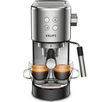 Ръчна еспресо кафемашина Krups Virtuoso XP442C11, 1400W, 15 bar., 1.0 л. резервоар, защита против прегряване, автоматично изключване, инокс image