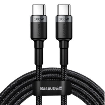 Кабел Baseus Cafule CATKLF-ALG1, от USB C(м) към USB C(м), 2m, 100W, черен | JAR Computers Baseus Cafule CATKLF-ALG1