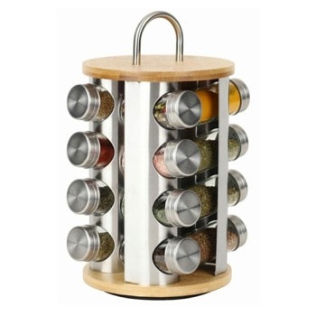 Комплект за подправки Klausberg KB 7553, 16 броя, бамбук и стомана, въртяща се основа, инокс/кафяв | JAR Computers Klausberg KB 7553