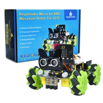 Комплект за роботика Keyestudio 4WD Mecanum Robot Car V2.0, програмируем, 14W мощност, 4 светодиода, Bluetooth | JAR Computers Keyestudio 4WD Mecanum Robot Car V2.0 KS4035