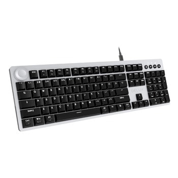 Клавиатура Delux KS100U, жична, механична, скролер, 4 мултимедийни клавиша, сребристо-черна, USB image