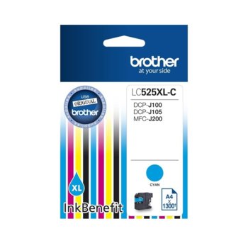 Касета ЗА BROTHER DCP-J100, DCP-J105, MFC-J200 Ink Cartridge High Yield for - Cyan - LC525XLC- Заб.: 1300k. | JAR Computers Brother LC-525 XL Cyan Ink