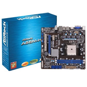 Дънна платка ASRock A55M-HVS, FM1, AMD A55, DDR3, PCI-E (HDMI), SB5.1 THX TruStudio™, Lan1000, 6xSATA RAID 0,1,10, mATX | JAR Computers ASRock A55M-HVS