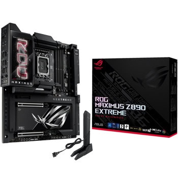 Дънна платка Asus ROG MAXIMUS Z890 EXTREME, Z890, LGA1851, DDR5, PCI-E 5.0 (Thunderbolt5&HDMI), 4x SATA 6Gb/s, 6x M.2 slots, 2x Thunderbolt 5, 1x USB 3.2 Gen 2x2 Type-C, 7x USB 3.2 Gen 2, 10 + 2.5GbE LAN, Wi-Fi 7, Bluetooth 5.4, EATX | JAR Computers Asus ROG MAXIMUS Z890 EXTREME 90MB1IA0-M0EAY0