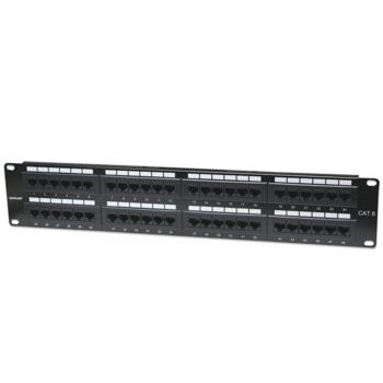 Пач панел Intellinet 560283, 48x порта, 19", 2U, Cat.6, IDC T568A/T568B, UTP, черен | JAR Computers Intellinet 560283