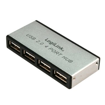 USB Хъб LogiLink UA0003, 4 порта, от USB Type-A към 4x USB 2.0 Type-A, сив image