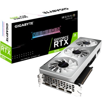 Видео карта Nvidia GeForce RTX 3070, 8GB, Gigabyte GeForce RTX 3070 Vision OC, PCI-E 4.0, GDDR6, 256- bit, DisplayPort, HDMI | JAR Computers GF RTX 3070 Vision OC 8GB GDDR6 rev. 2.0 (LHR)