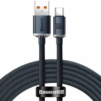 Кабел Baseus Crystal Shine USB-A to USB-C Cable (CAJY000401), от USB A(м) към USB C(м), 1.2m, черен, 100W | JAR Computers Baseus Crystal Shine CAJY000401