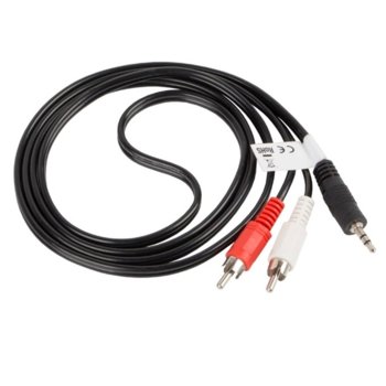 Кабел Lanberg CA-MJRC-10CC-0015-BK, от Jack 3.5mm(м) към 2x RCA Chinch(м), 1.5m, черен | JAR Computers Lanberg CA-MJRC-10CC-0015-BK