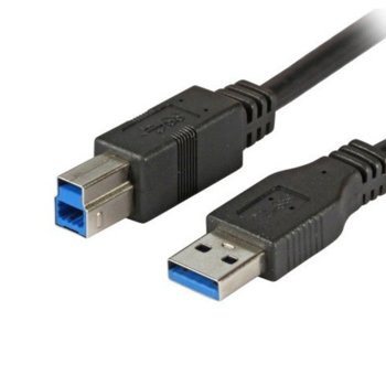 USB 3.0 кабел A-B, M/M 5m, черен, EFB