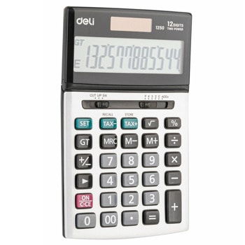 Калкулатор Deli Core E1250, 12 разряден дисплей, настолен, с двойно захранване, сив | JAR Computers Калкулатор Deli Core E1250