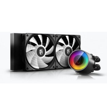 Водно охлаждане DeepCool CASTLE 240 RGB V2, съвместимост със LGA1700/2066/2011-v3/2011/115X/1366 & AMD TR4/AM4/AM3+/AM3/AM2+/AM2/FM2+/FM2/FM1 | JAR Computers DeepCool CASTLE 240RGB V2