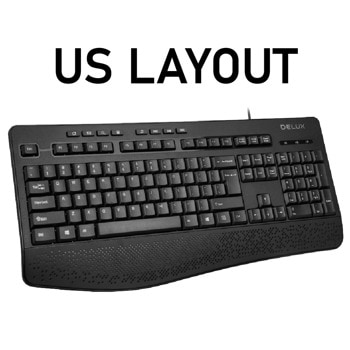 Клавиатура Delux K6060G US Layout, безжична, мултимедийни бутони, черна image