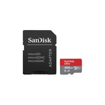 Карта памет 400GB MicroSDXC с адаптер, SanDisk (SDSQUAR-400G-GN6MA ), Class 10, UHS-I, скорост на четене до 100MB/s | JAR Computers Карта памет 400GB SanDisk SDSQUAR-400G-GN6MA