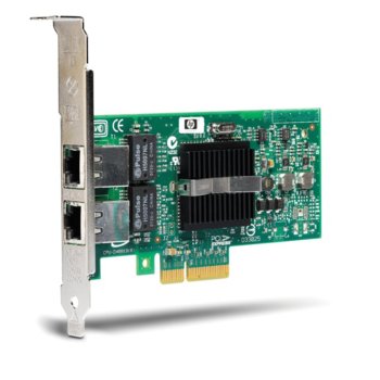 HP NC360T, PCI-E x1, 1000 Mbps, 2xPort | JAR Computers 10/100/1000 Mbps PCI-E x1 HP NC360T Dual Port