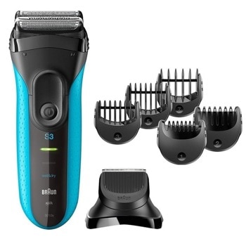 Самобръсначка Braun Shaver Series 3 (3-310BT), 3 в 1, глава 3-Flex, с батерия, 5 гребена приставки, технология MicroComb Wet&Dry, LED дисплей, водоустойчива, до 45 мин време на работа, черна | JAR Computers Braun Shaver Series 3 3-310BT