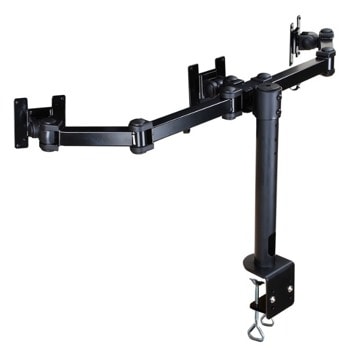 Стойка за монитор NewStar FPMA-D960D3, за плот, за екрани от 10" до 21", VESA до 100 x 100, макс. тегло до 6кг., регулируема, за 3 бр. монитора, черна | JAR Computers NewStar FPMA-D960D3