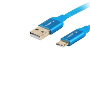 Кабел Lanberg CA-USBO-22CU-0018-BL, от USB Type A(м) към USB Type C(м), 1.8m, Quick Charge 3.0, син | JAR Computers Lanberg CA-USBO-22CU-0018-BL