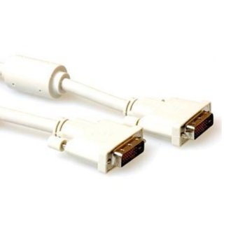 Кабел ACT AK3632, от DVI-D(м) към DVI-D(м), 5m, бял | JAR Computers Кабел ACT AK3632