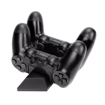 Зарядна станция Hama Black Thunder за PS4 геймпад, 2 слота, 4x USB хъб | JAR Computers Hama Black Thunder charging station 115469