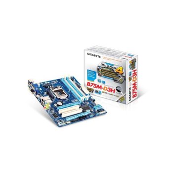 Дънна платка Gigabyte B75M-D3H, B75, LGA1155, DDR3, PCI-E 3.0, HDMI & DVI, SB7.1, 1xSATA 6Gb/s, Lan1000, 4xUSB3.0, mATX | JAR Computers Gigabyte B75M-D3H