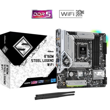 Дънна платка ASRock B760M Steel Legend WIFI, B760, LGA1700, DDR5, PCIe 5.0, (DP&HDMI), 4x SATA3 6Gb/s, 3x M.2, 2x USB 3.2 Gen2 Type-C, Micro ATX | JAR Computers ASROCK B760M STEEL LEGEND WIFI 90-MXBL70-A0UAYZ