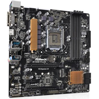Дънна платка ASRock B150M Pro4S, B150, LGA1151, DDR4, PCI-E (HDMI&DVI)(CFX), 6x SATA 6Gb/s, 4x USB 3.0, micro ATX | JAR Computers ASRock B150M Pro4S
