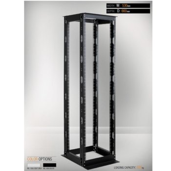 Комуникационен шкаф MIRSAN MR.OPR36UDF66.01, OPEN RACK DOUBLE FRAME, 535 x 660 x 1700 мм, D=660 мм / 36U, отворен, черен | JAR Computers MIRSAN MR.OPR36UDF66.01 OPEN RACK DOUBLE FRAME