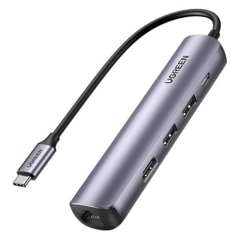 Докинг станция Ugreen CM418, от USB-C към 1x USB-C(PD), 2x USB-A, 1x HDMI, 1x RJ45, сива | JAR Computers Докинг станция Ugreen CM418 10919