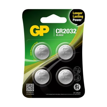 Батерии литиеви GP, CR2032, 3V, 4 бр. в опаковка | JAR Computers GP CR2032 4 pcs. GP-BL-CR2032-7U4