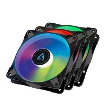 Вентилатори 120mm, ARCTIC P12 Black A-RGB (ACFAN00232A), 4-Pin, 2000 rpm, 3 броя в комплект, черен | JAR Computers ARCTIC P12 Black, A-RGB ACFAN00232A