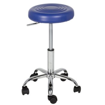 Табуретка Carmen 3075, с колелца, еко кожа, хромирана база, газов амортисьор, синя | JAR Computers Carmen 3075 - син