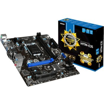Дънна платка MSI H97M-E35, H97, LGA1150, DDR3, PCI-E (HDMI & DVI), SB7.1, Lan1000, 6x SATA 6Gb/s, RAID,0,1,5,10, 4x USB3.0, Micro-ATX | JAR Computers MSI H97M-E35