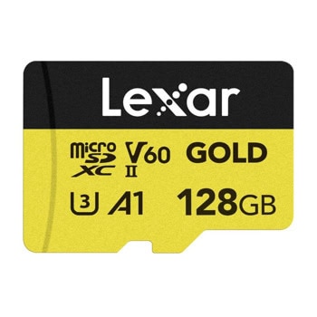 Карта памет 128GB microSDXC, Lexar Professional Gold, UHS-II U3 V60, скорост на четене до 280MB/s, скорост на запис до 100MB/s | JAR Computers Lexar 128GB Professional Gold LMSGOLD128G-BNNNG