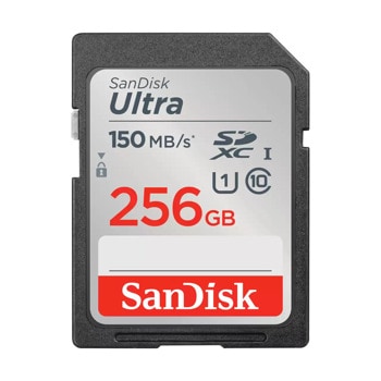Карта памет 256GB SDXC, SanDisk Ultra, Class 10 UHS-I U1, скорост на четене 150MB/s | JAR Computers SanDisk 256GB SDXC Ultra SDSDUNC-256G-GN6IN