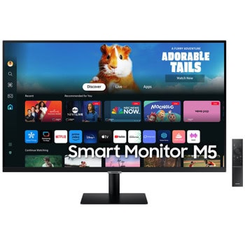 Монитор Samsung Smart Monitor M5 LS-27DM500E (2024), 27" (68.58cm) VA панел, Full HD, 4ms, HDR10, 250cd/m2, HDMI, USB Hub, Wi-Fi, Bluetooth | JAR Computers Samsung Smart Monitor M5 LS27DM500EUXDU
