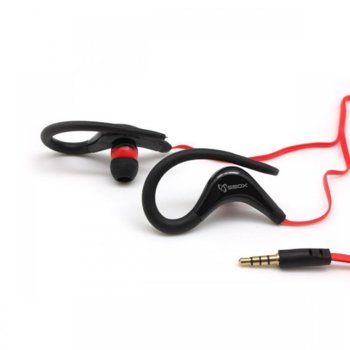 Слушалки SBOX EP-338B, микрофон, 3.5mm жак, спортни, 32 Ohm импеданс, 116 ± 3dB чувствителност, черни | JAR Computers SBOX EP-338B Спортни слушалки с микрофон Черни